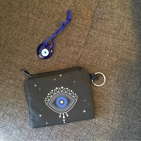 Accessories - Evil Eye Bundle - Charm + Coin Purse (BLACK, BLUE EYE)